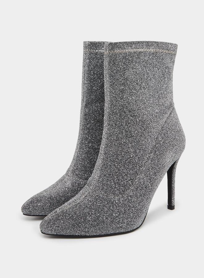 Styli Women Silver Glitter Ankle Boots - Image 3